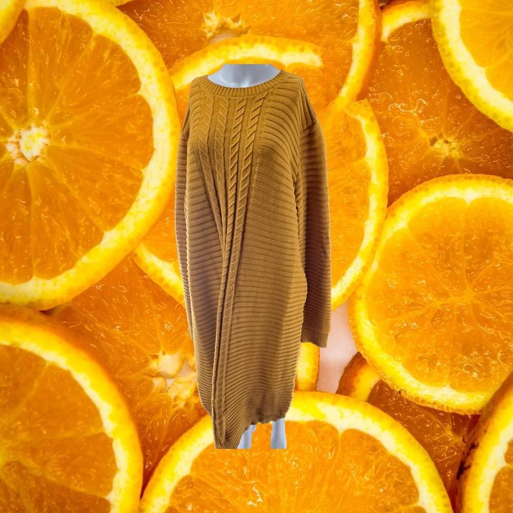 New Rebdolls Yellow Cable Knit Long Sleeve Sweater Dress‎ Size 5X